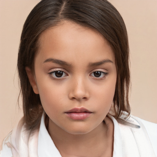 Neutral white child female with medium  brown hair and brown eyes