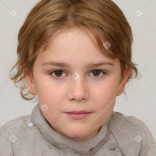 Neutral white child female with medium  brown hair and brown eyes