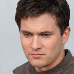 Neutral white adult male with short  brown hair and brown eyes