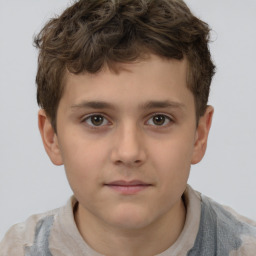 Neutral white child male with short  brown hair and brown eyes