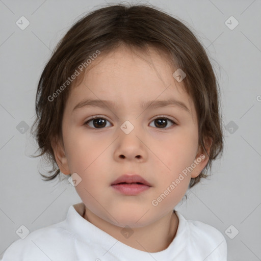 Neutral white child female with medium  brown hair and brown eyes