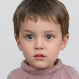 Neutral white child male with short  brown hair and brown eyes