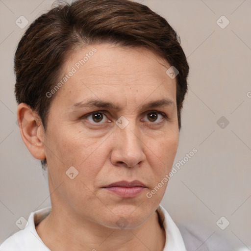 Neutral white adult male with short  brown hair and brown eyes