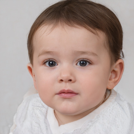 Neutral white child female with short  brown hair and brown eyes