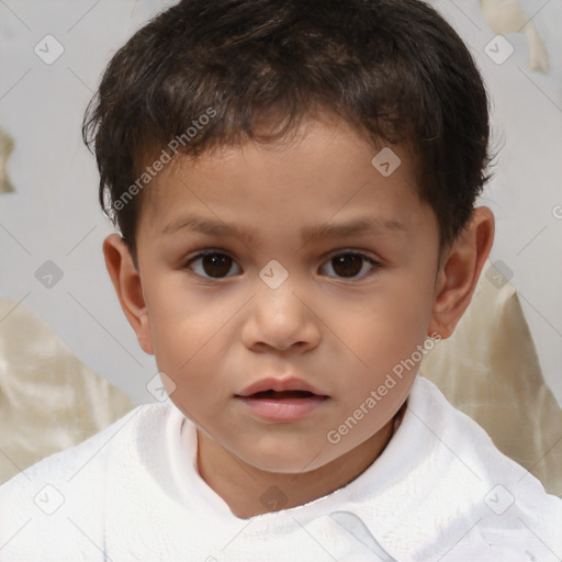 Neutral white child male with short  brown hair and brown eyes