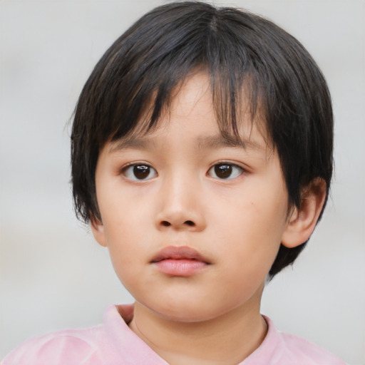 Neutral asian child female with medium  brown hair and brown eyes