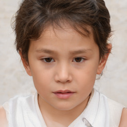 Neutral white child female with short  brown hair and brown eyes