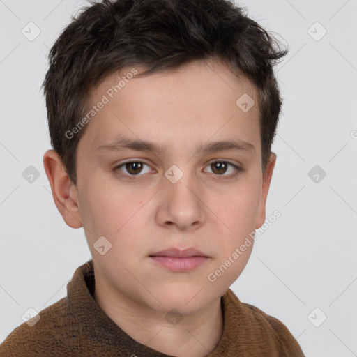 Neutral white child male with short  brown hair and brown eyes