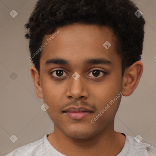 Neutral black young-adult male with short  brown hair and brown eyes