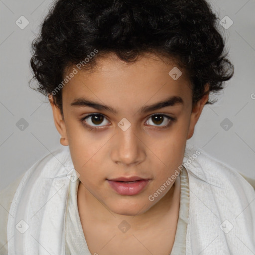 Neutral white child female with short  brown hair and brown eyes