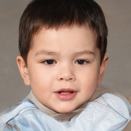 Neutral white child male with short  brown hair and brown eyes