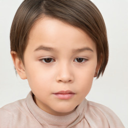 Neutral white child female with short  brown hair and brown eyes