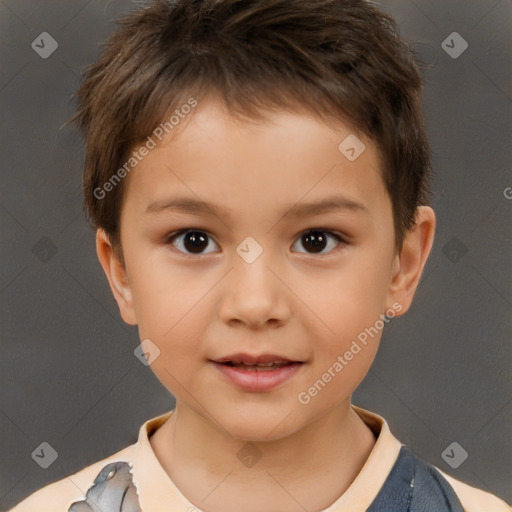 Neutral white child male with short  brown hair and brown eyes