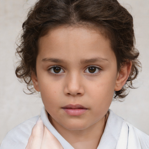 Neutral white child female with medium  brown hair and brown eyes