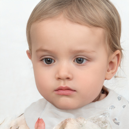 Neutral white child female with short  brown hair and brown eyes