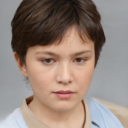 Neutral white child female with medium  brown hair and brown eyes