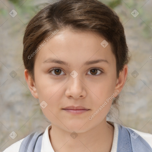 Neutral white child female with medium  brown hair and brown eyes