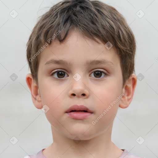 Neutral white child male with short  brown hair and brown eyes