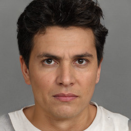 Neutral white adult male with short  brown hair and brown eyes