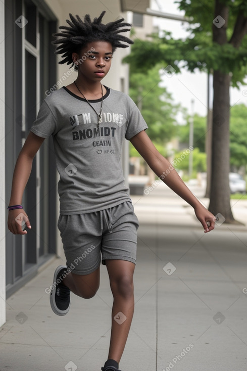 African american young adult non-binary with  gray hair