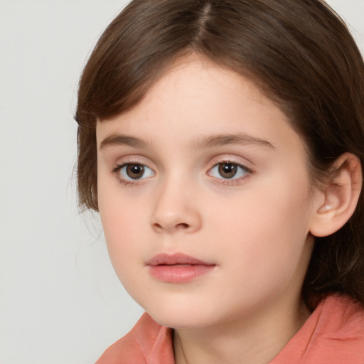 Neutral white child female with medium  brown hair and brown eyes