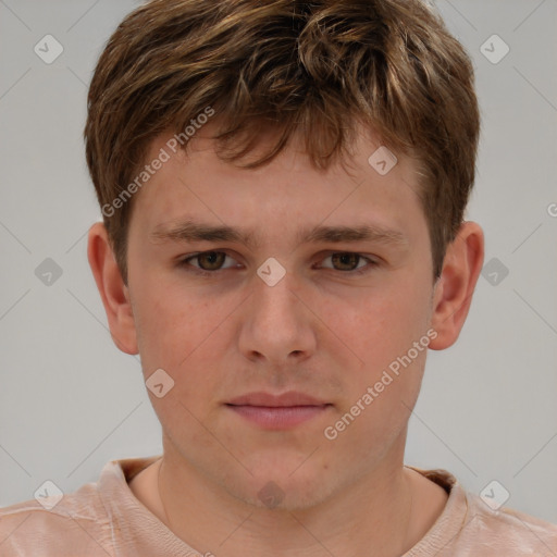 Neutral white child male with short  brown hair and brown eyes