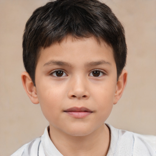 Neutral white child male with short  brown hair and brown eyes