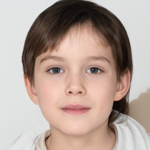 Neutral white child female with medium  brown hair and brown eyes