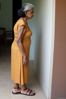 Sri lankan elderly female with  black hair