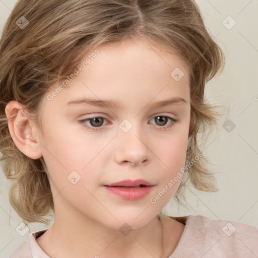 Neutral white child female with medium  brown hair and brown eyes