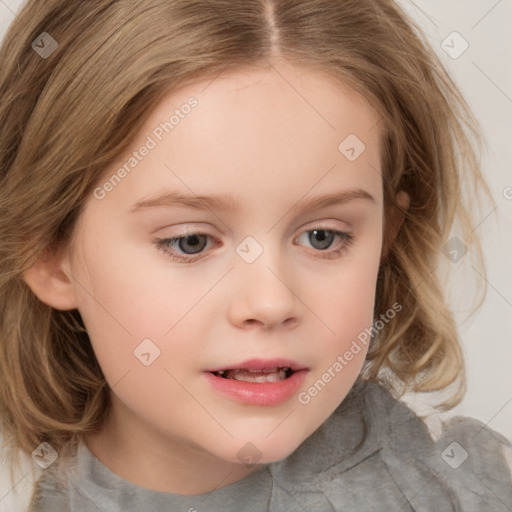 Neutral white child female with medium  brown hair and brown eyes