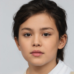 Neutral white child female with medium  brown hair and brown eyes