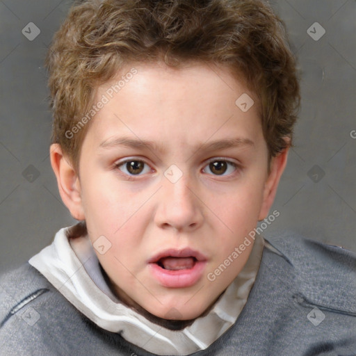 Neutral white child male with short  brown hair and brown eyes