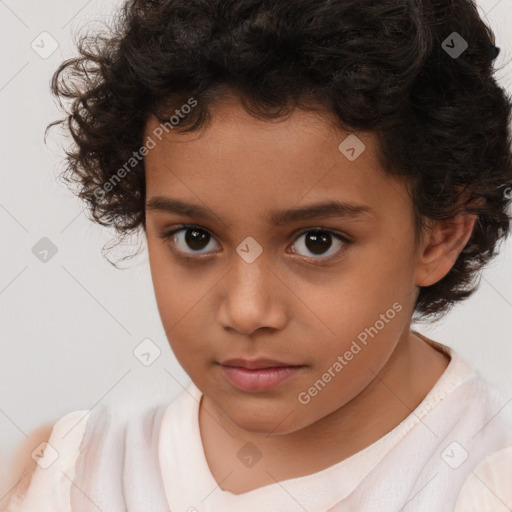 Neutral white child female with short  brown hair and brown eyes