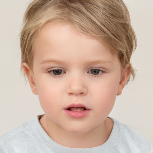 Neutral white child female with short  brown hair and brown eyes