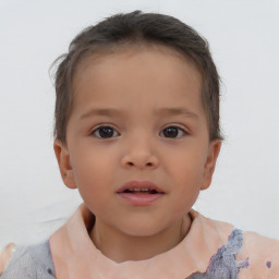 Neutral white child female with short  brown hair and brown eyes