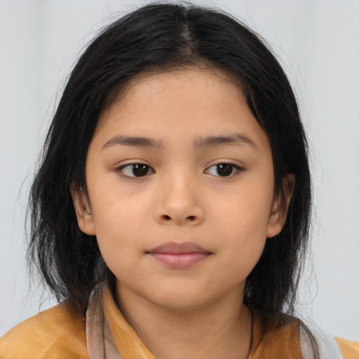 Neutral asian young-adult female with medium  brown hair and brown eyes