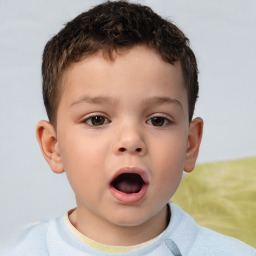 Neutral white child male with short  brown hair and brown eyes