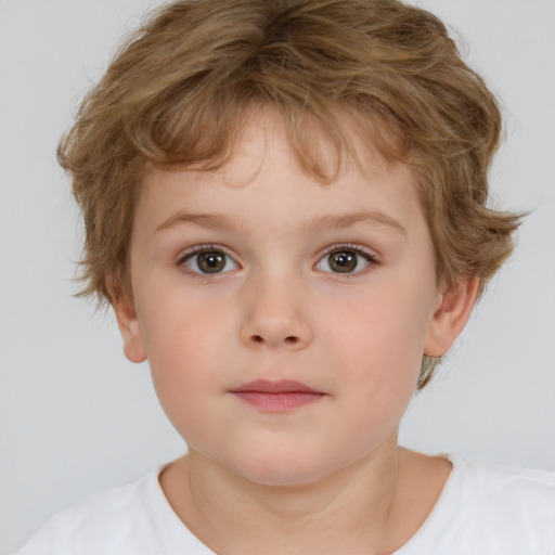 Neutral white child male with short  brown hair and brown eyes