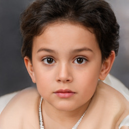 Neutral white child female with short  brown hair and brown eyes