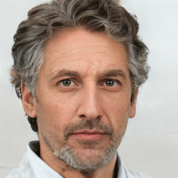 Neutral white middle-aged male with short  brown hair and brown eyes