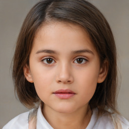 Neutral white child female with medium  brown hair and brown eyes