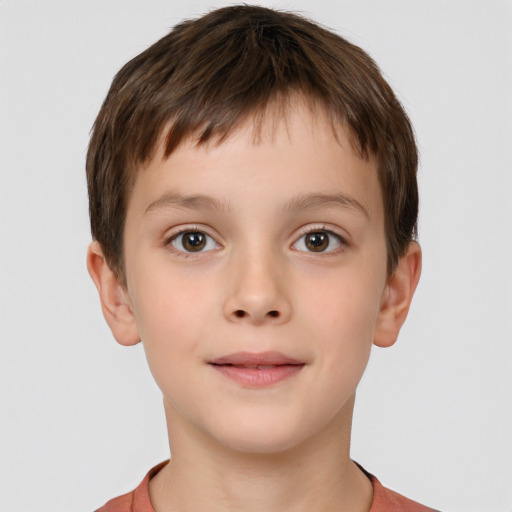 Neutral white child male with short  brown hair and brown eyes