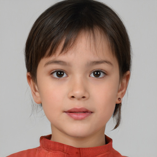 Neutral white child female with medium  brown hair and brown eyes