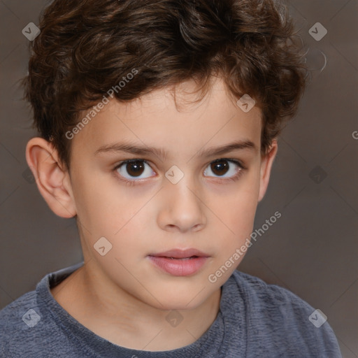 Neutral white child male with short  brown hair and brown eyes