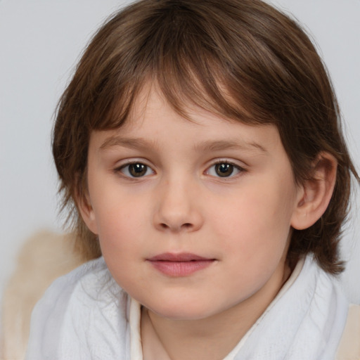 Neutral white child female with medium  brown hair and brown eyes