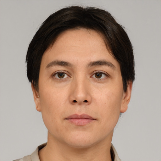 Neutral white adult male with short  brown hair and brown eyes