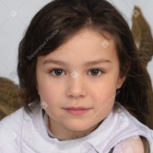 Neutral white child female with medium  brown hair and brown eyes