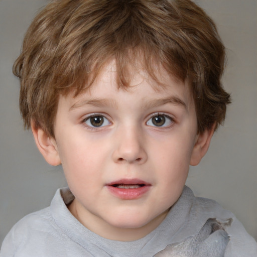 Neutral white child male with short  brown hair and brown eyes