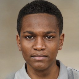 Neutral black young-adult male with short  brown hair and brown eyes